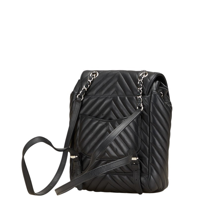 Chanel Chevron V Stitch Leather Backpack