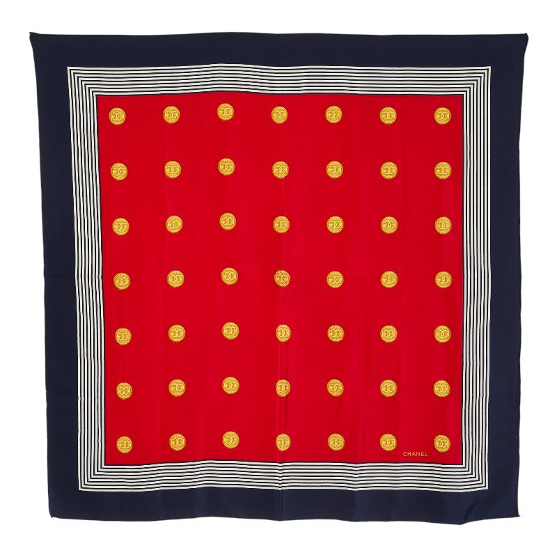 Chanel Coco Mark Coin Stripe Silk Scarf