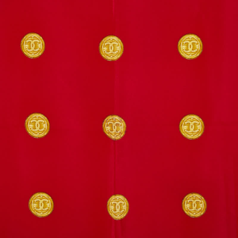 Chanel Coco Mark Coin Stripe Silk Scarf