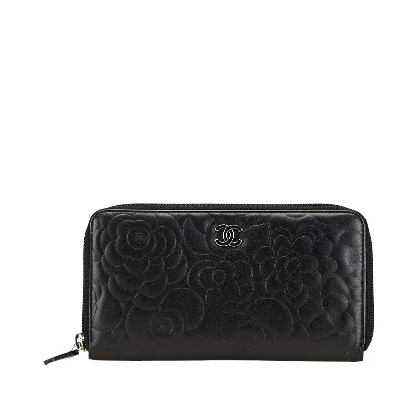 Chanel Camellia Lambskin Long Wallet