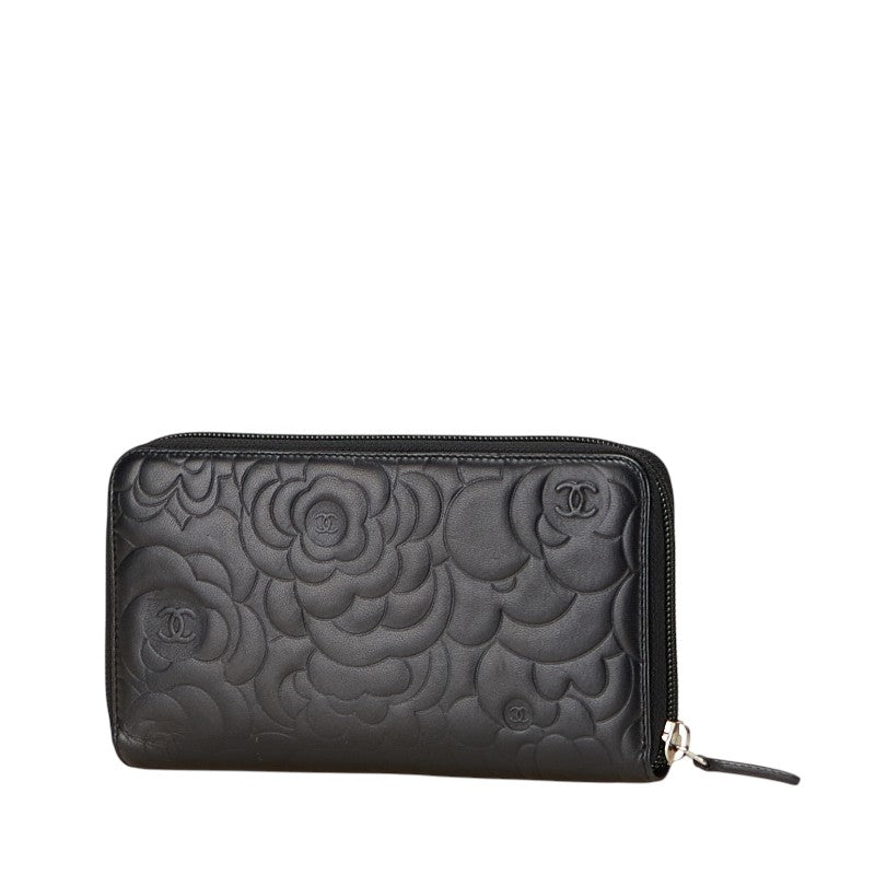 Chanel Camellia Lambskin Long Wallet