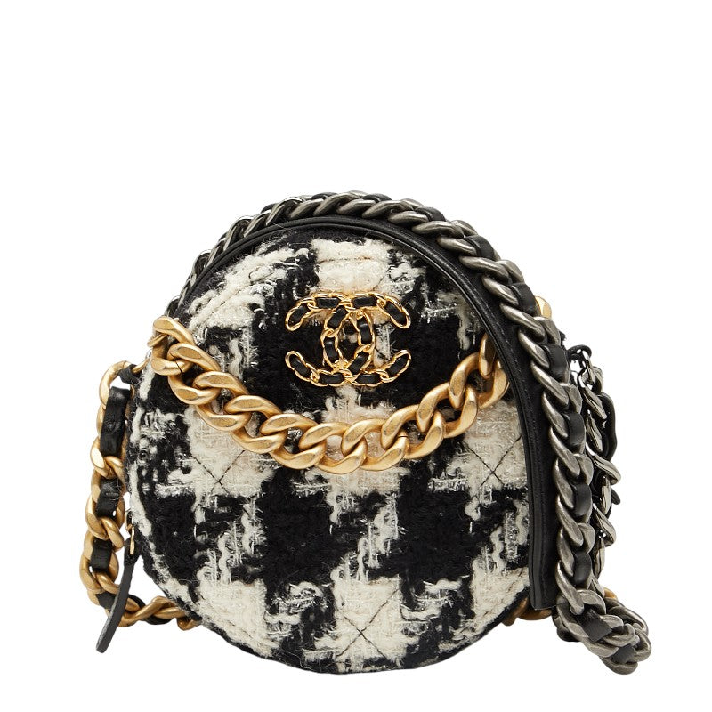 Chanel Coco Mark Tweed Leather Shoulder Bag