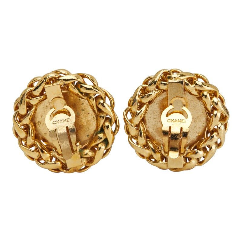 Chanel Coco Mark Round Wheat Motif Earrings