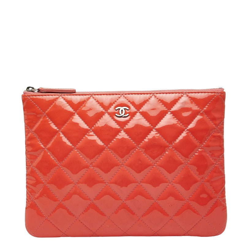 Chanel Coco Mark Matelassé Patent Leather Clutch Bag