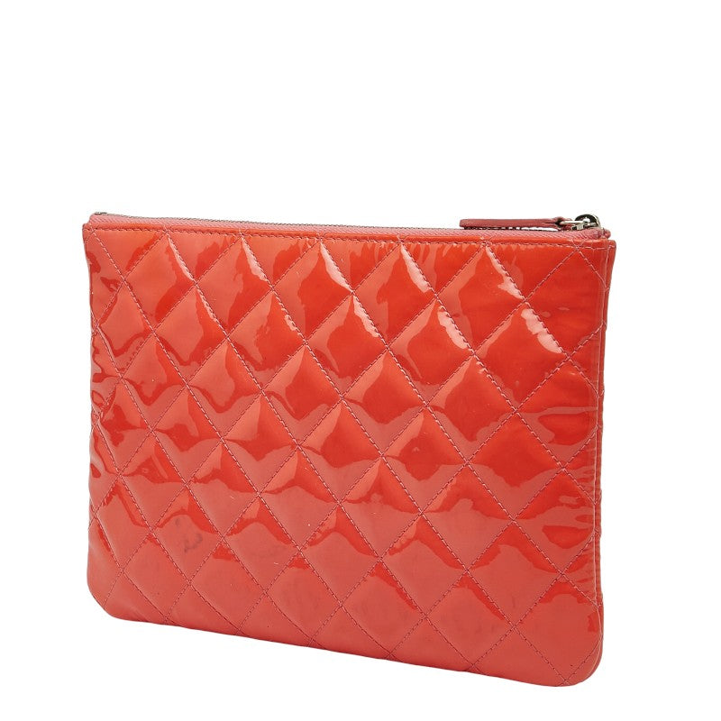 Chanel Coco Mark Matelassé Patent Leather Clutch Bag