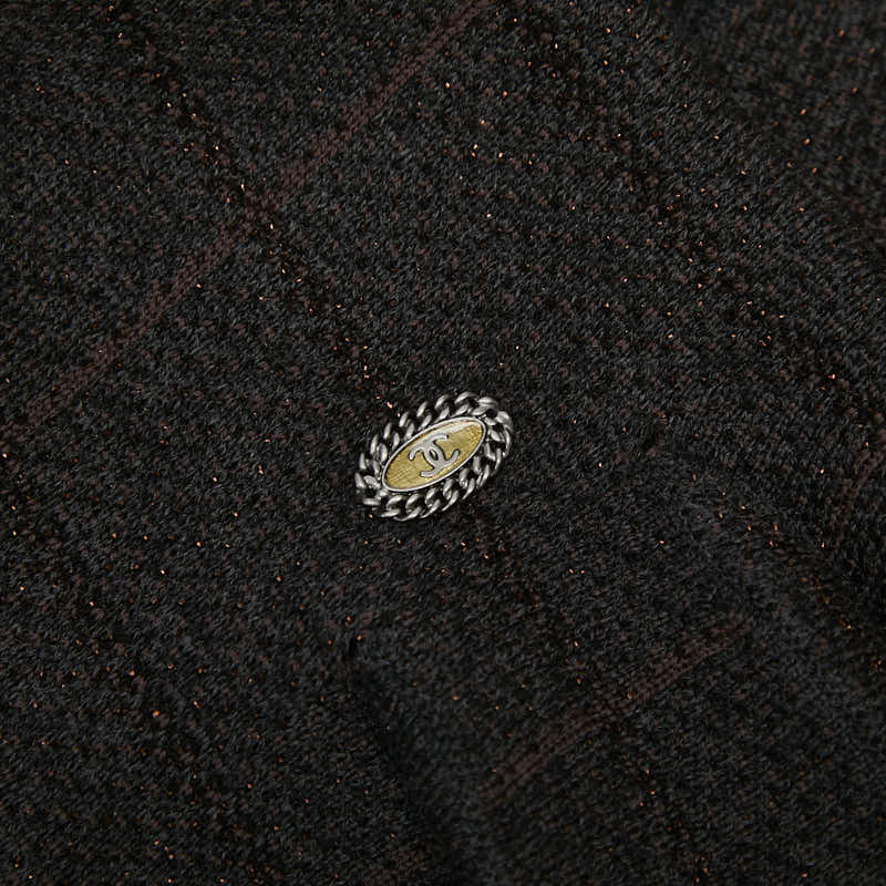 Chanel Coco Mark Check Wool Blend Pleated Skirt
