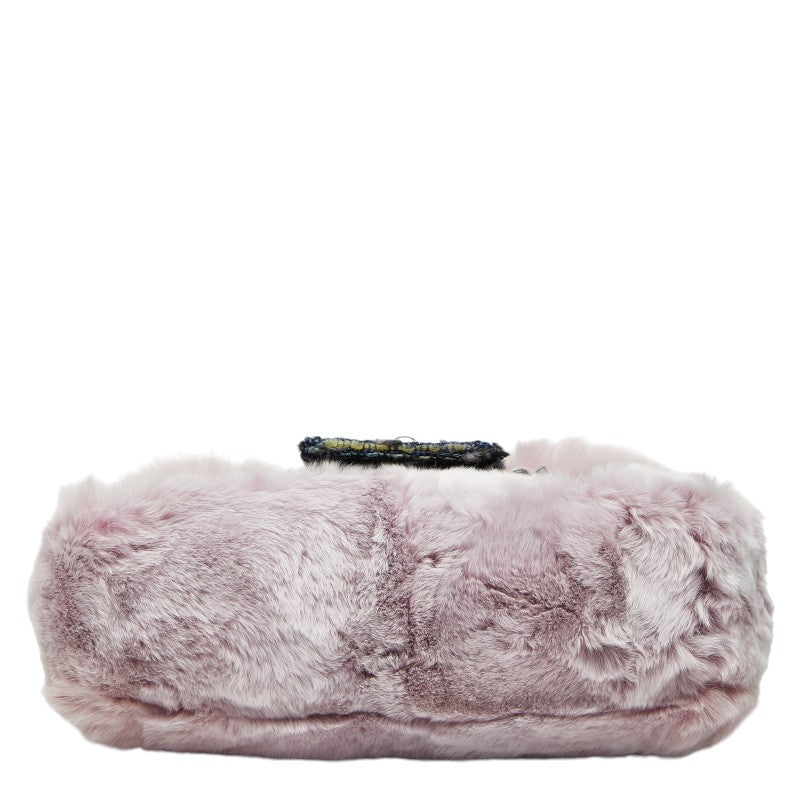 Chanel Coco Mark Tweed Rabbit Fur 2way Shoulder Bag