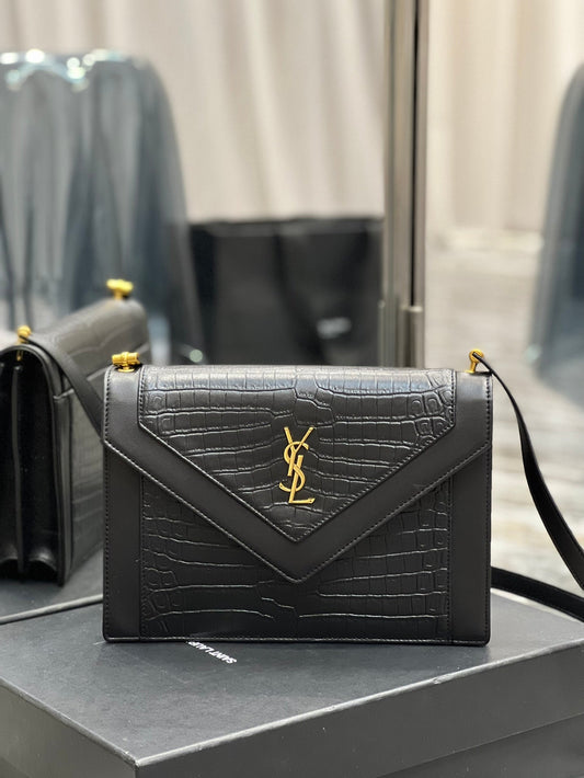 Top Quality Gaby Satchel Bag In Black With Gold Toned Hardware For Women 10.2in/26cm YSl 695724DZEUW1000