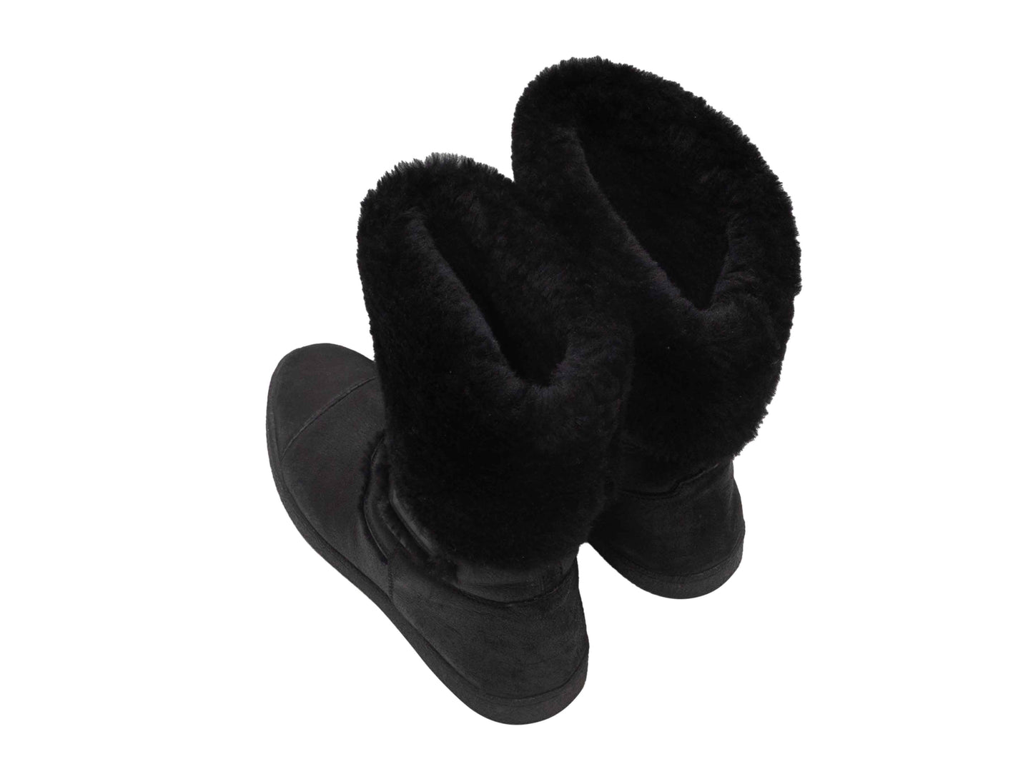 Black Chanel Shearling CC Boots Size 39.5