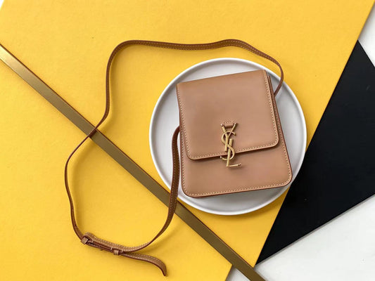 YSSL Kaia North/South Satchel Bag In Vegetable Tanned Brown Material With Gold Hardware For Women 6in/18cm YSL 668809BWR6W2725