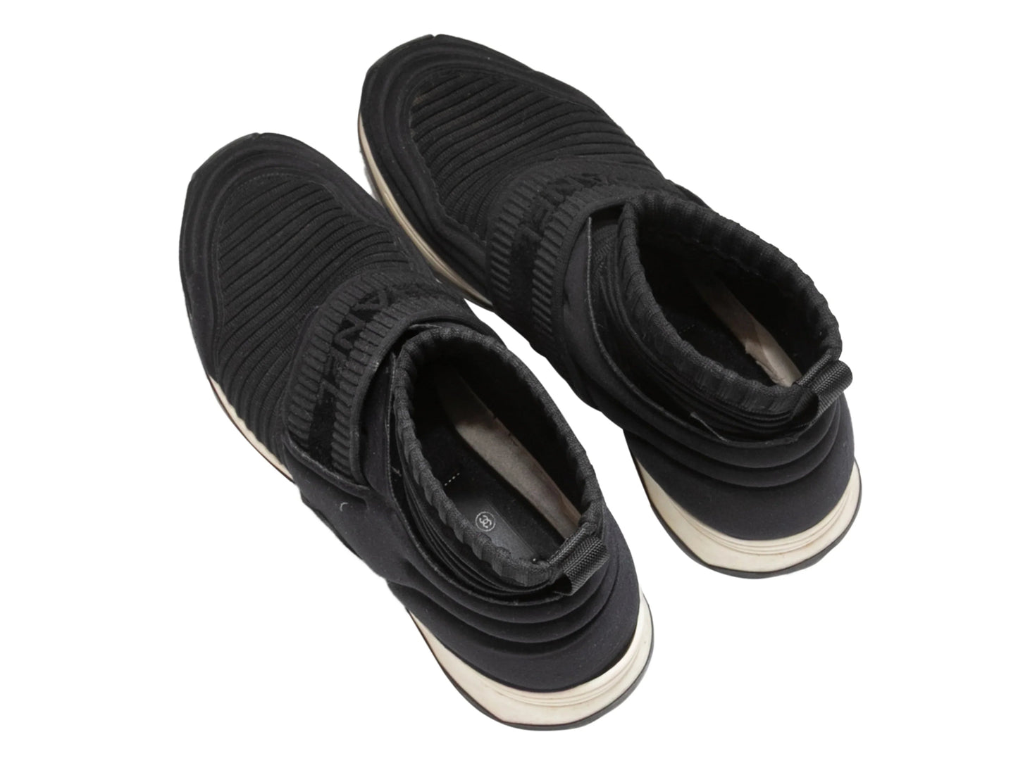 Black & White Chanel High-Top Slip-On Sneakers Size 38.5