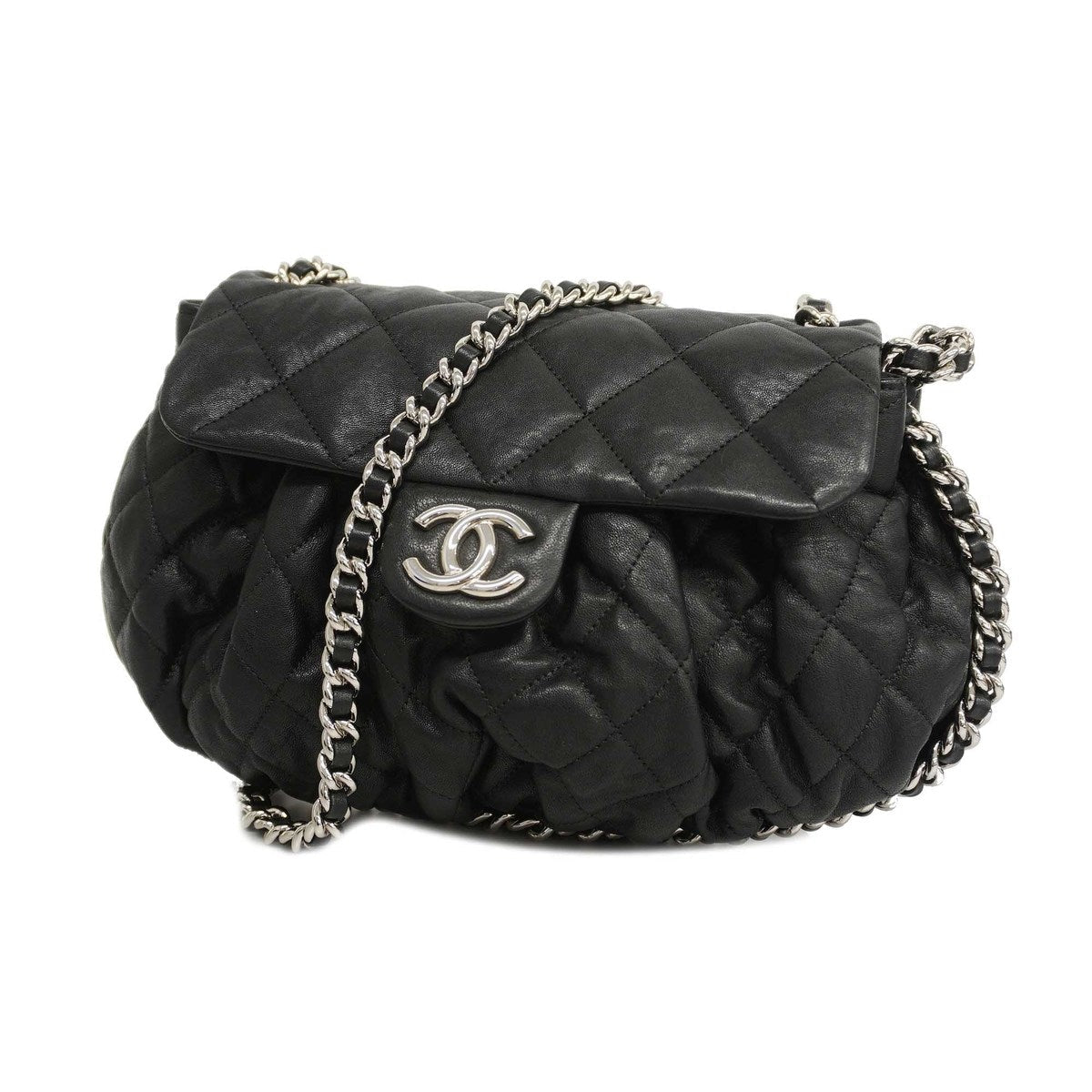 Chanel  Line Single Chain Leather Black