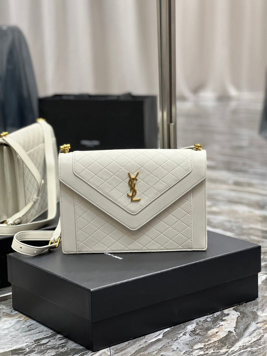 Top Quality Gaby Satchel Bag In White With Gold Toned Hardware For Women 10.2in/26cm YSl 6688631EL079207