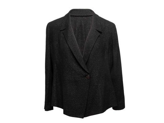Black Chanel Metallic Wool Blazer Size FR 48