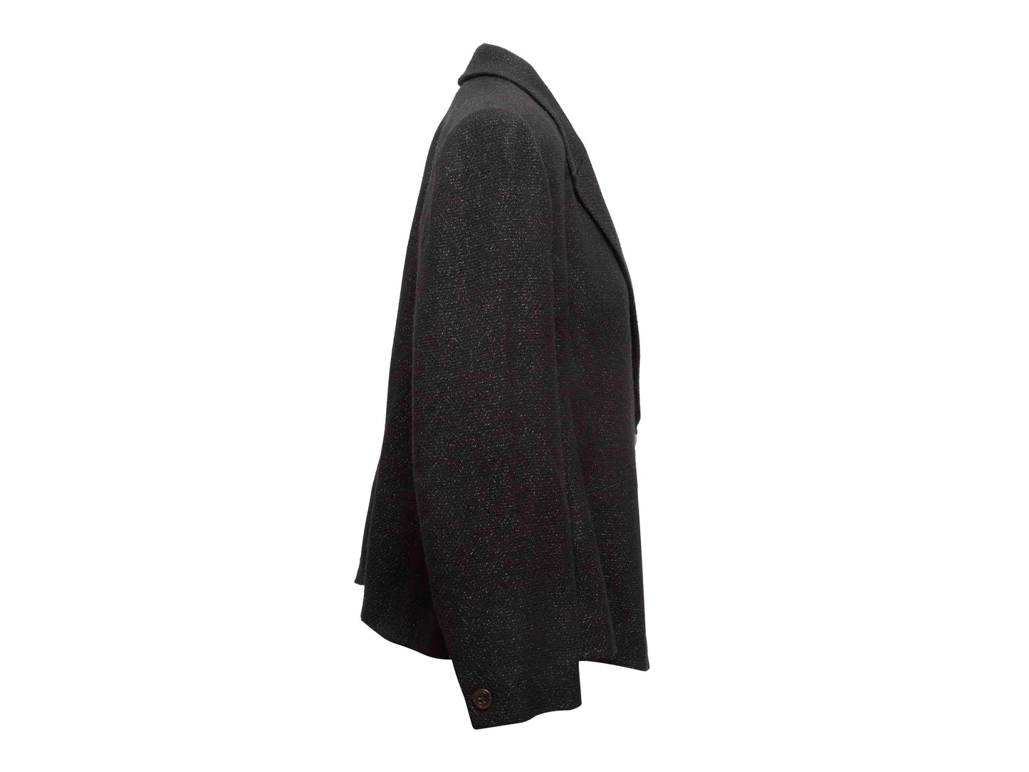 Black Chanel Metallic Wool Blazer Size FR 48