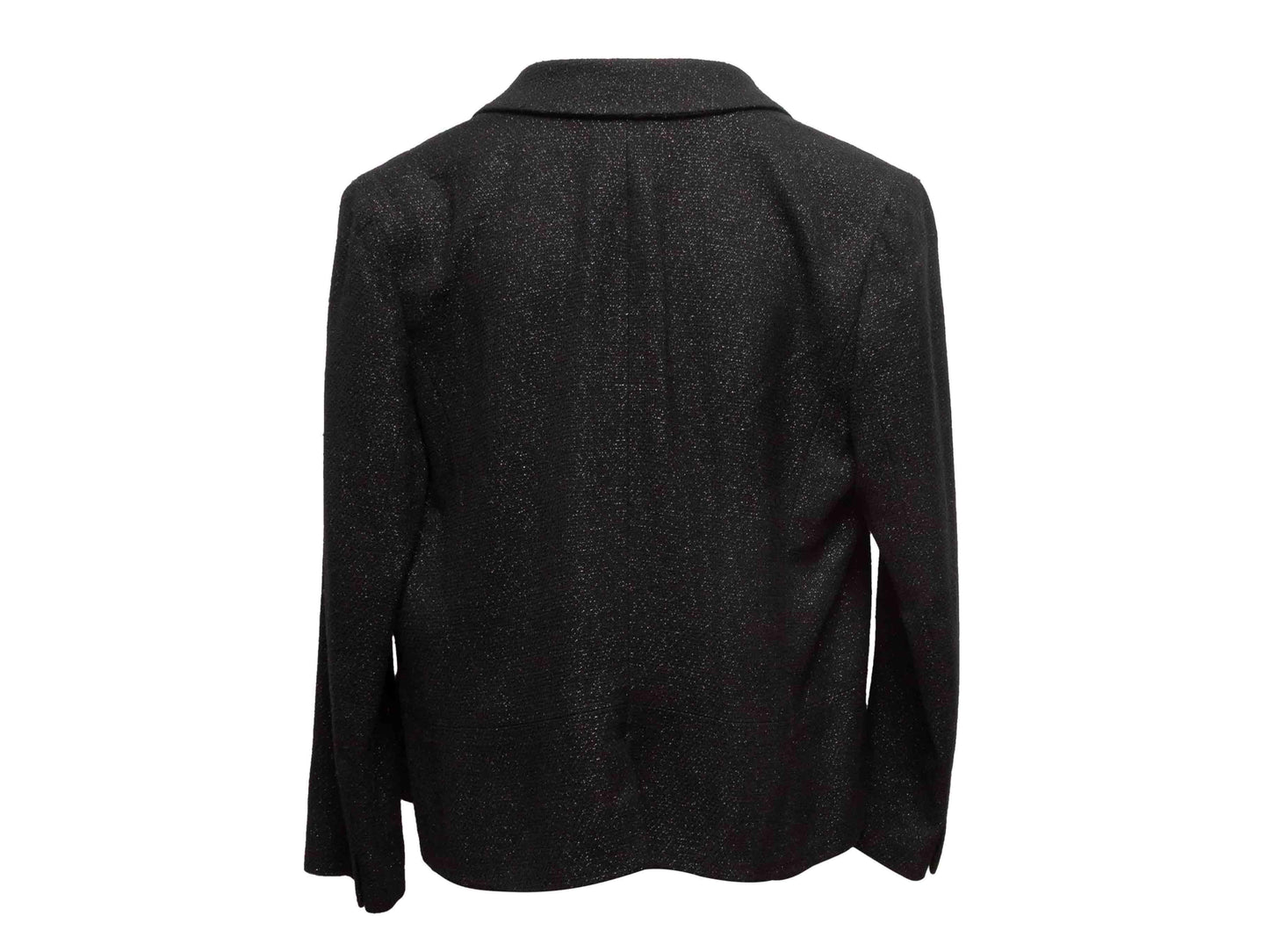 Black Chanel Metallic Wool Blazer Size FR 48