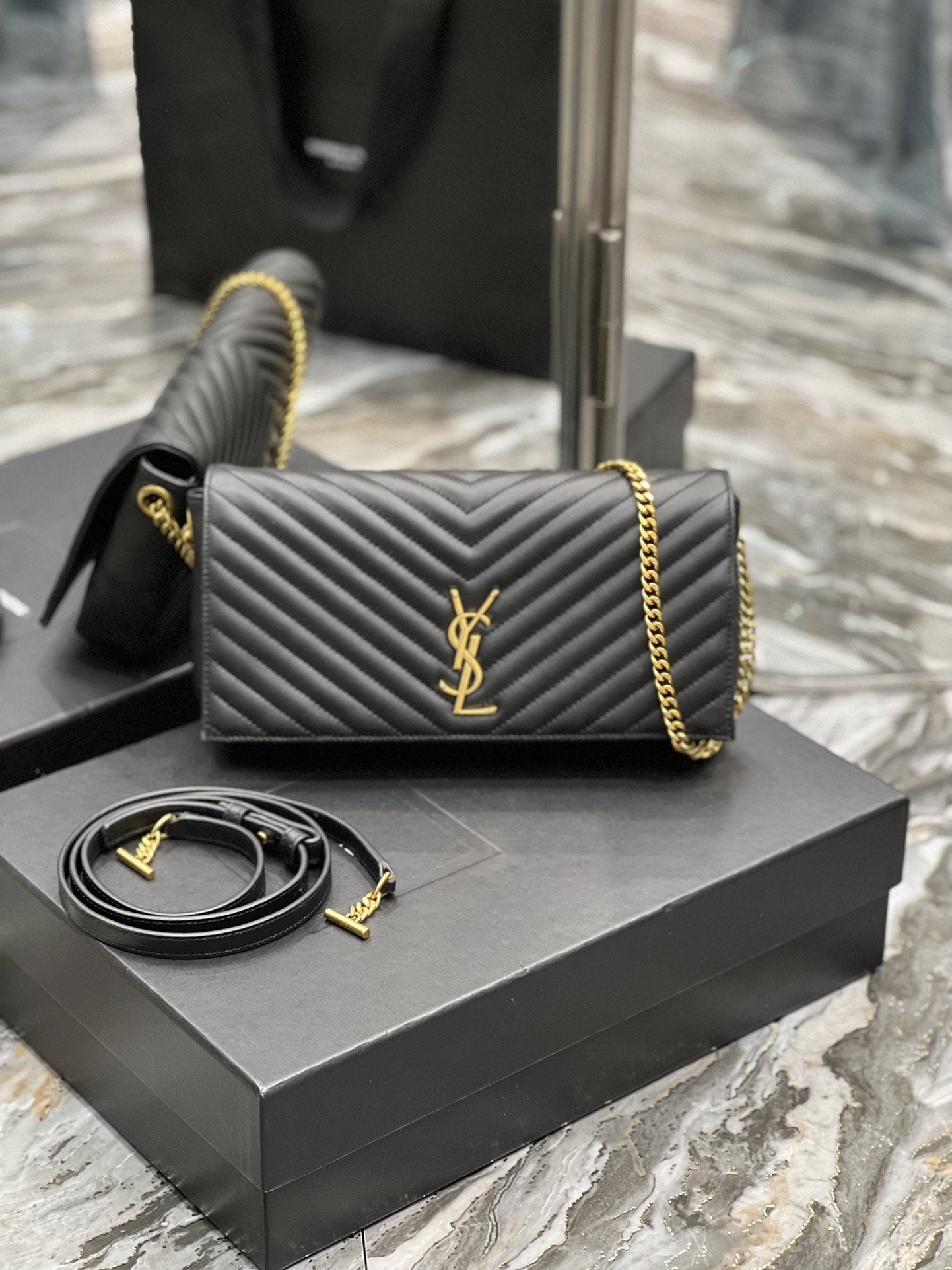 Top Quality Kata 99 Chain Bag Black With Gold Hardware For Women 10.2in/26cm YSL