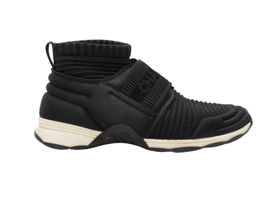 Black & White Chanel High-Top Slip-On Sneakers Size 38.5