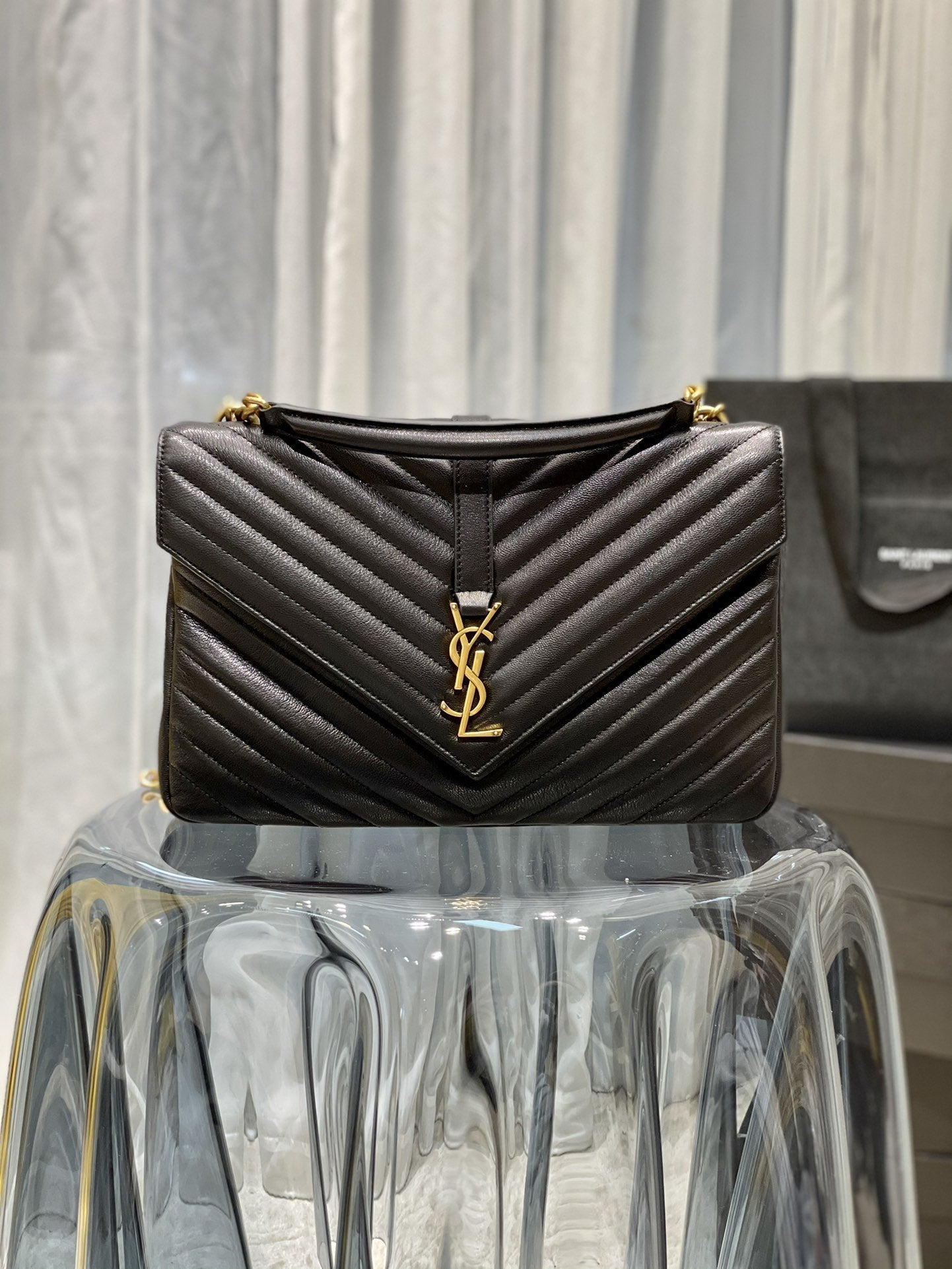 Top Quality College Large Chain Bag Black With Gold Hardware For Women 12.6in/32cm YSL 600278BRM071000