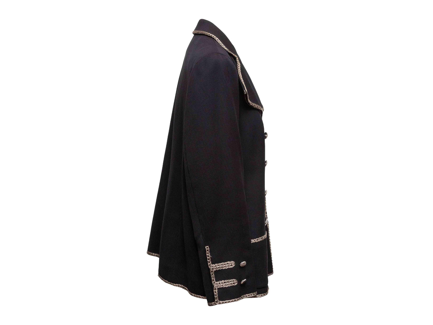 Black Chanel Spring/Summer 2006 Cotton Military Jacket Size FR 44