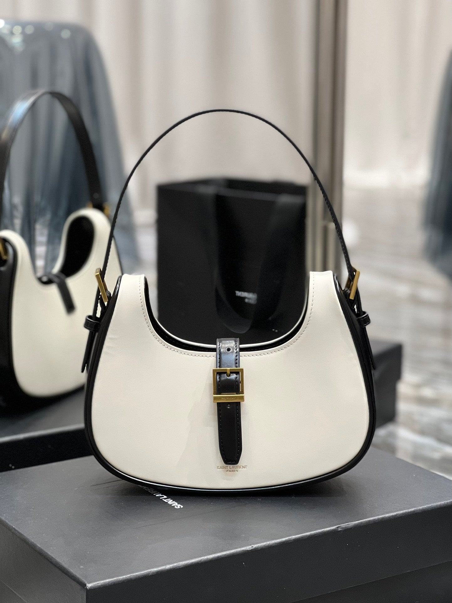 YSSL Le Fermoir Hobo Bag White With Gold Hardware For Women 9in/24cm YSL