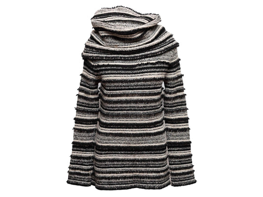 Black & White Christian Dior Striped Wool & Cashmere-Blend Sweater Size IT 42