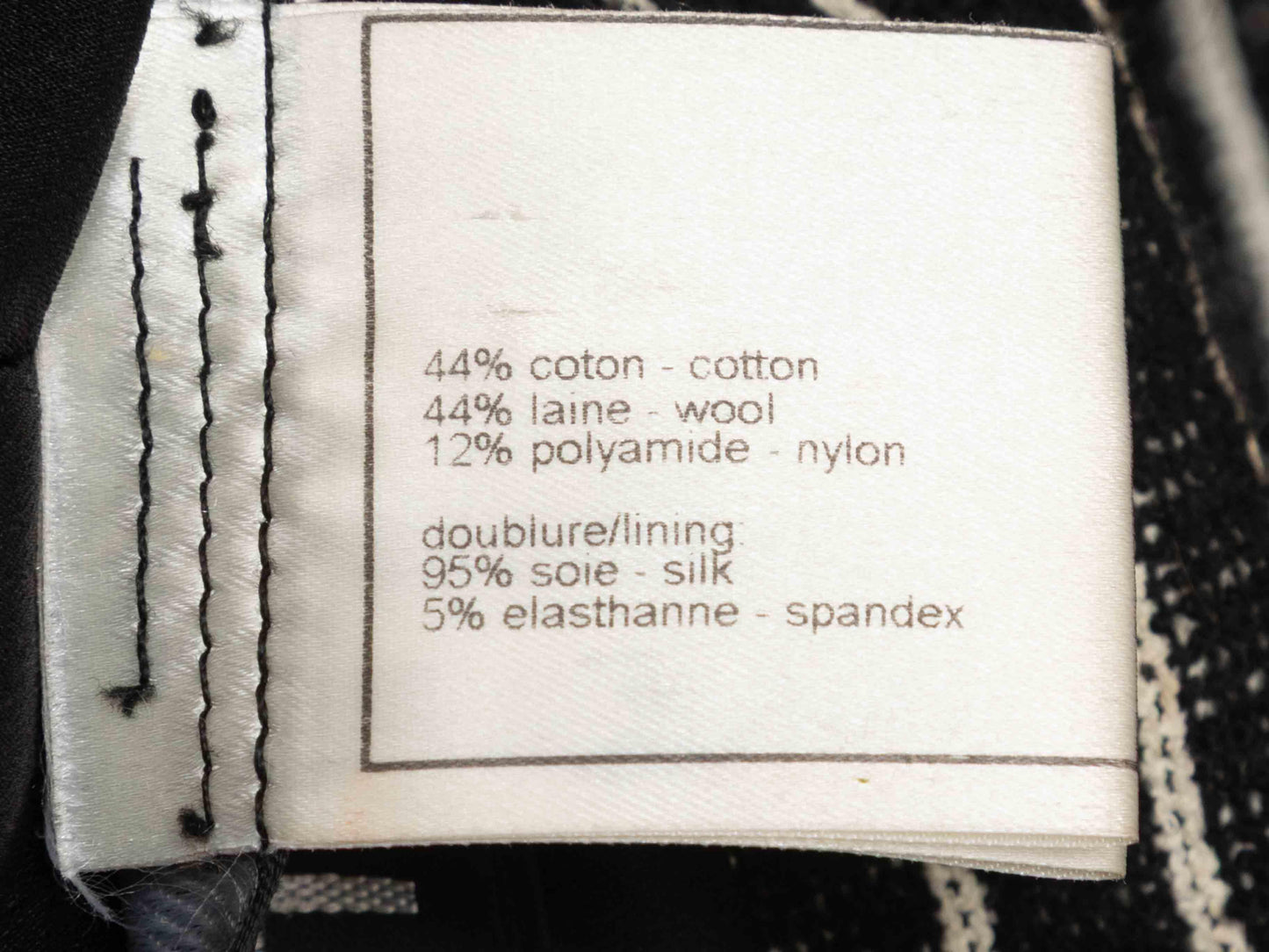 Black & White Chanel Wool-Blend Striped Camellia Jacket Size FR 48