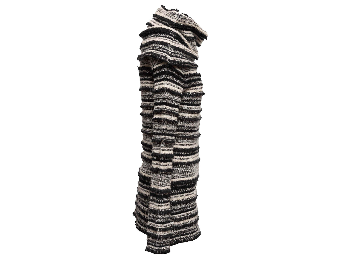 Black & White Christian Dior Striped Wool & Cashmere-Blend Sweater Size IT 42