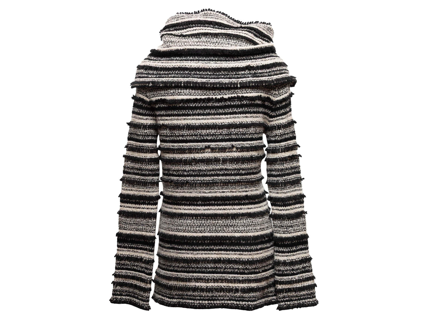 Black & White Christian Dior Striped Wool & Cashmere-Blend Sweater Size IT 42