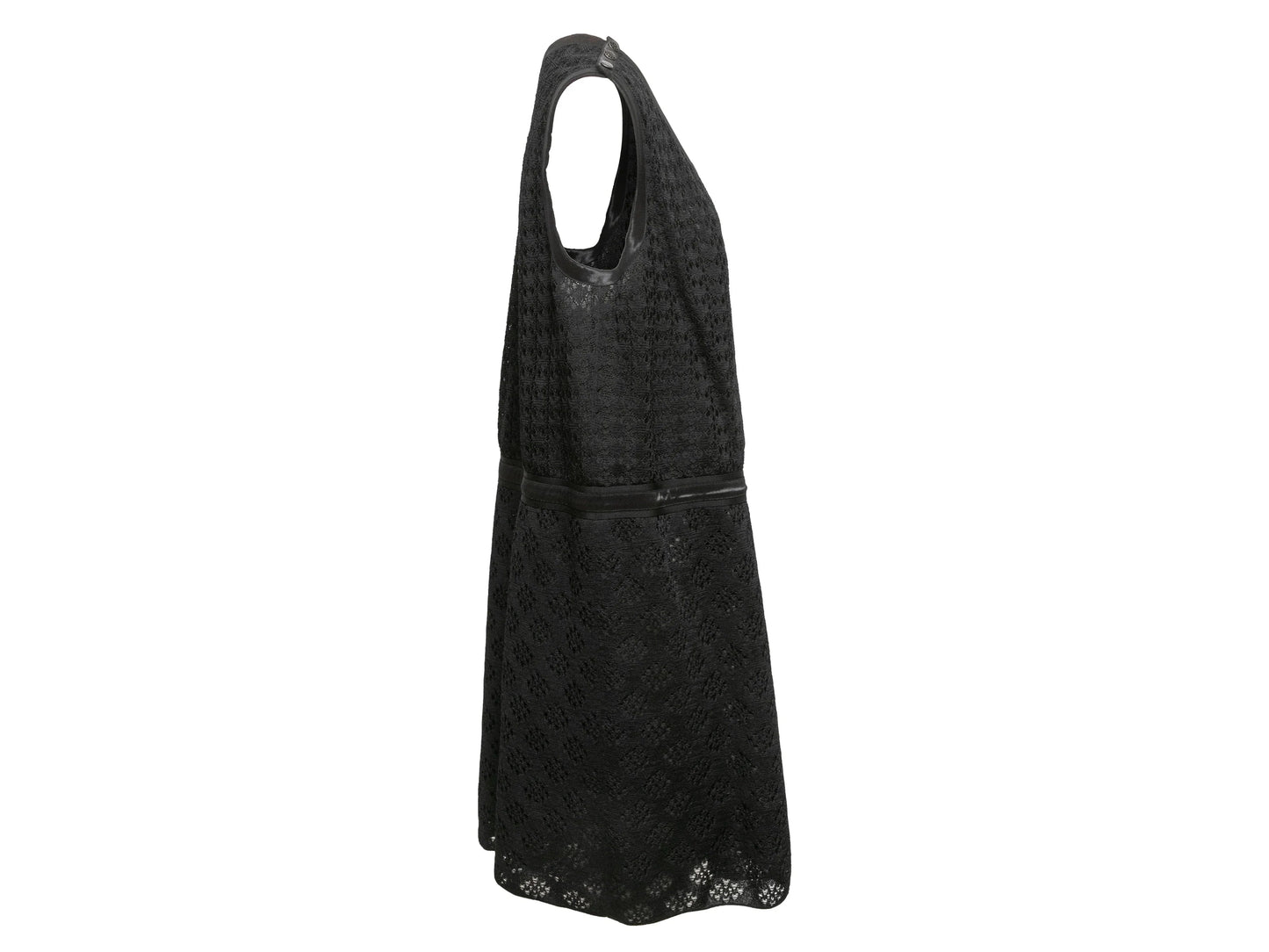 Black Chanel 2013 Silk Semi-Sheer Sleeveless Dress Size FR 50
