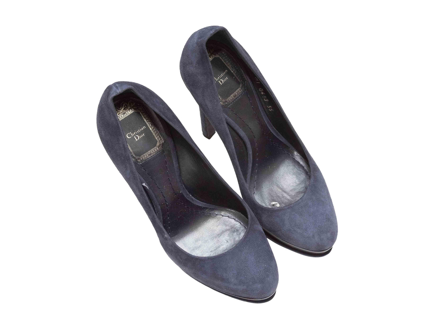 Navy Christian Dior Suede Platform Pumps Size 35