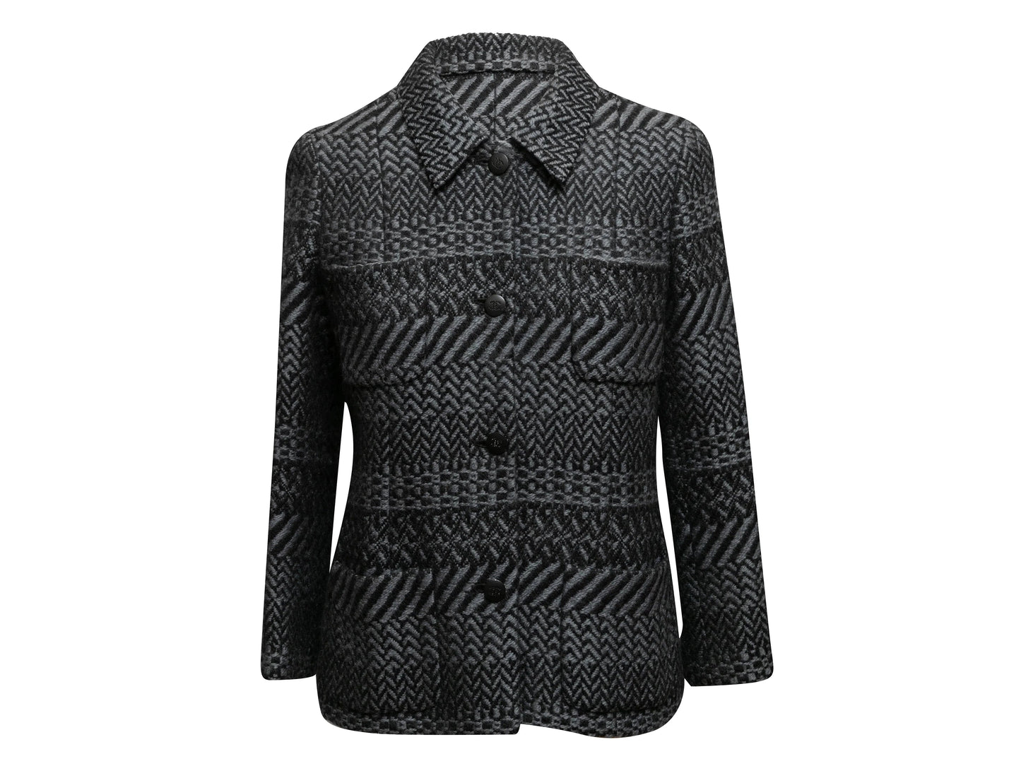 Grey & Black Chanel Fall/Winter 2000 Wool Tweed Blazer Size FR 40