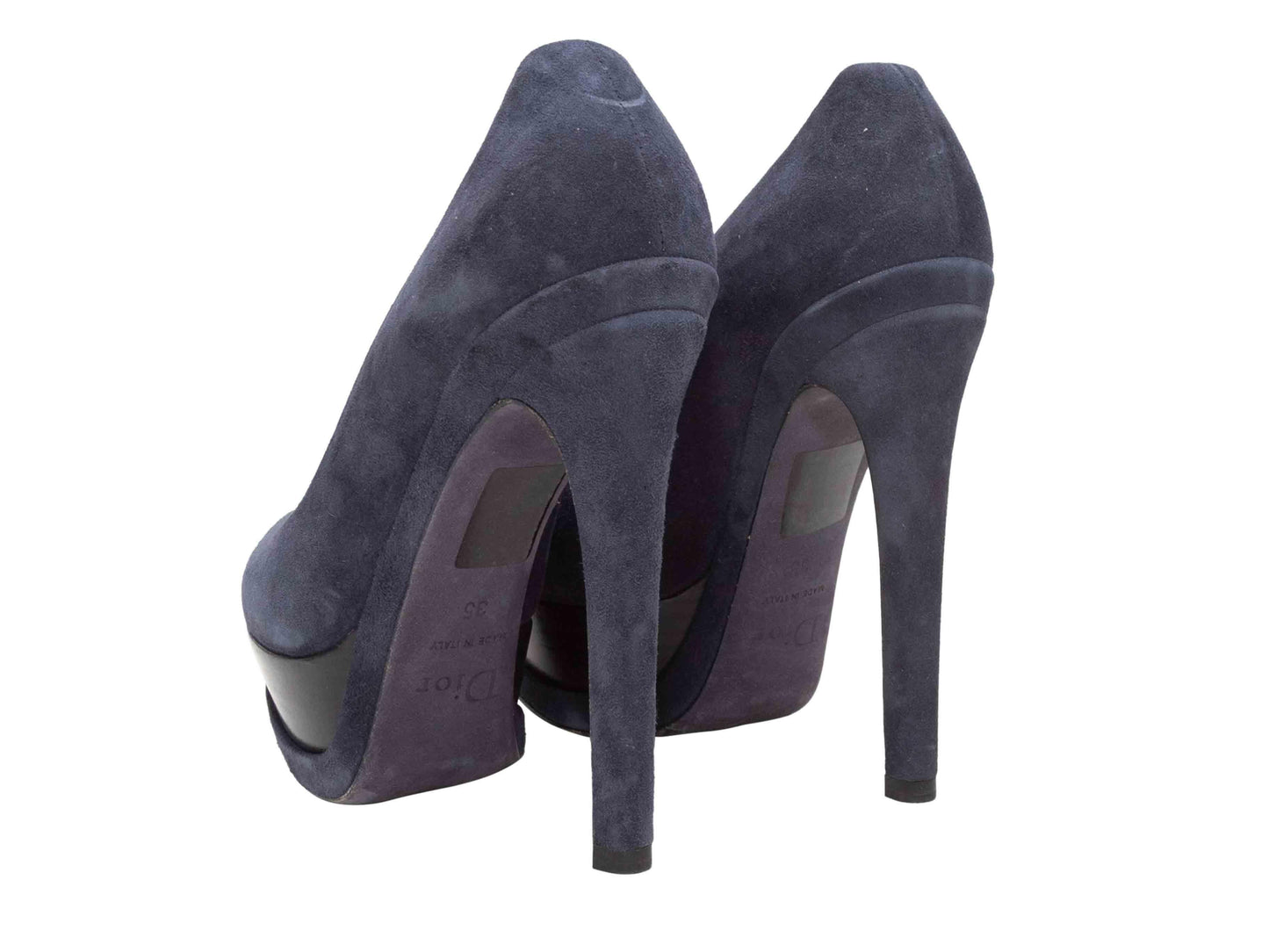 Navy Christian Dior Suede Platform Pumps Size 35