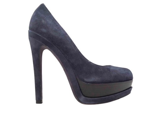 Navy Christian Dior Suede Platform Pumps Size 35