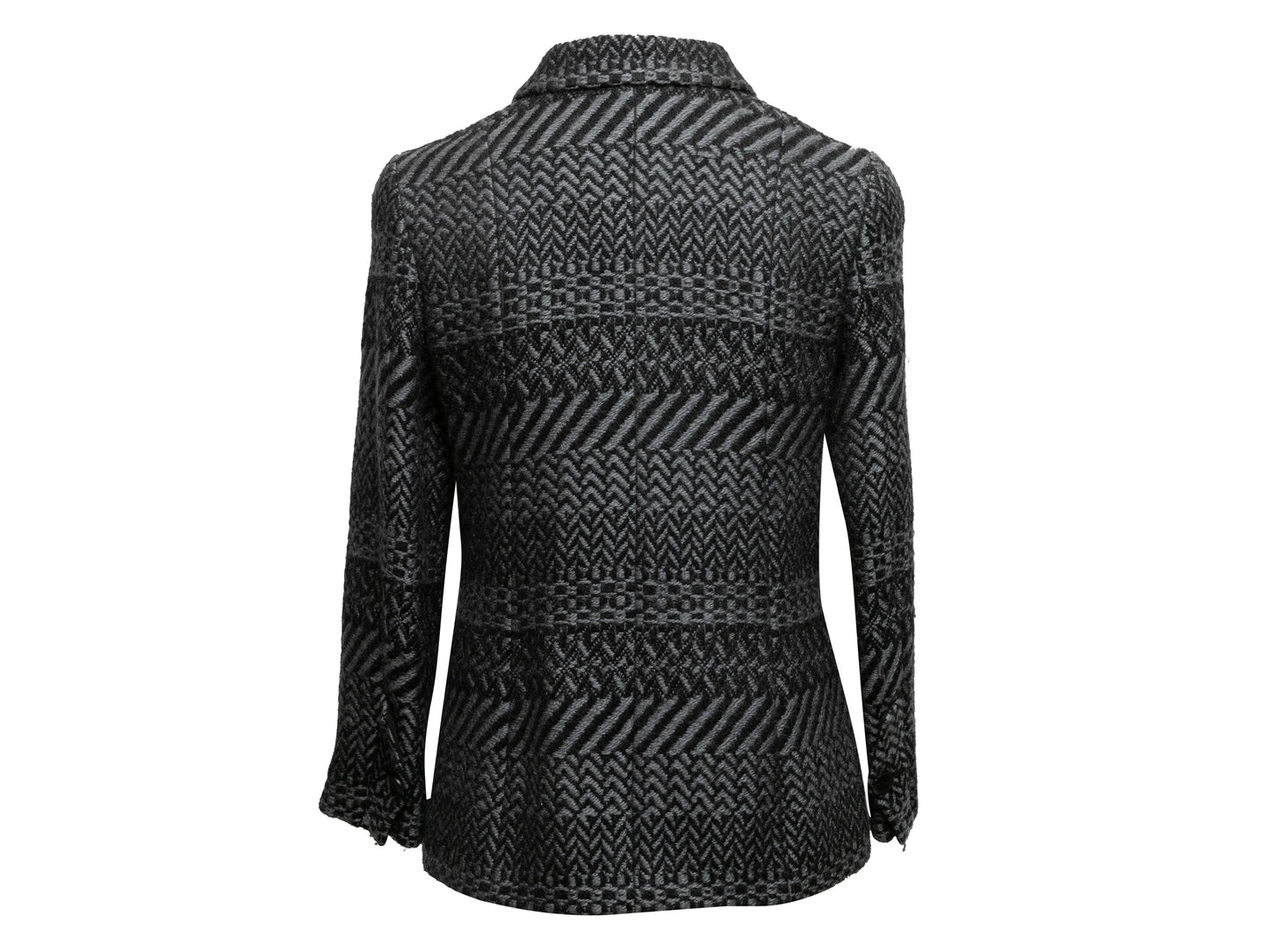 Grey & Black Chanel Fall/Winter 2000 Wool Tweed Blazer Size FR 40