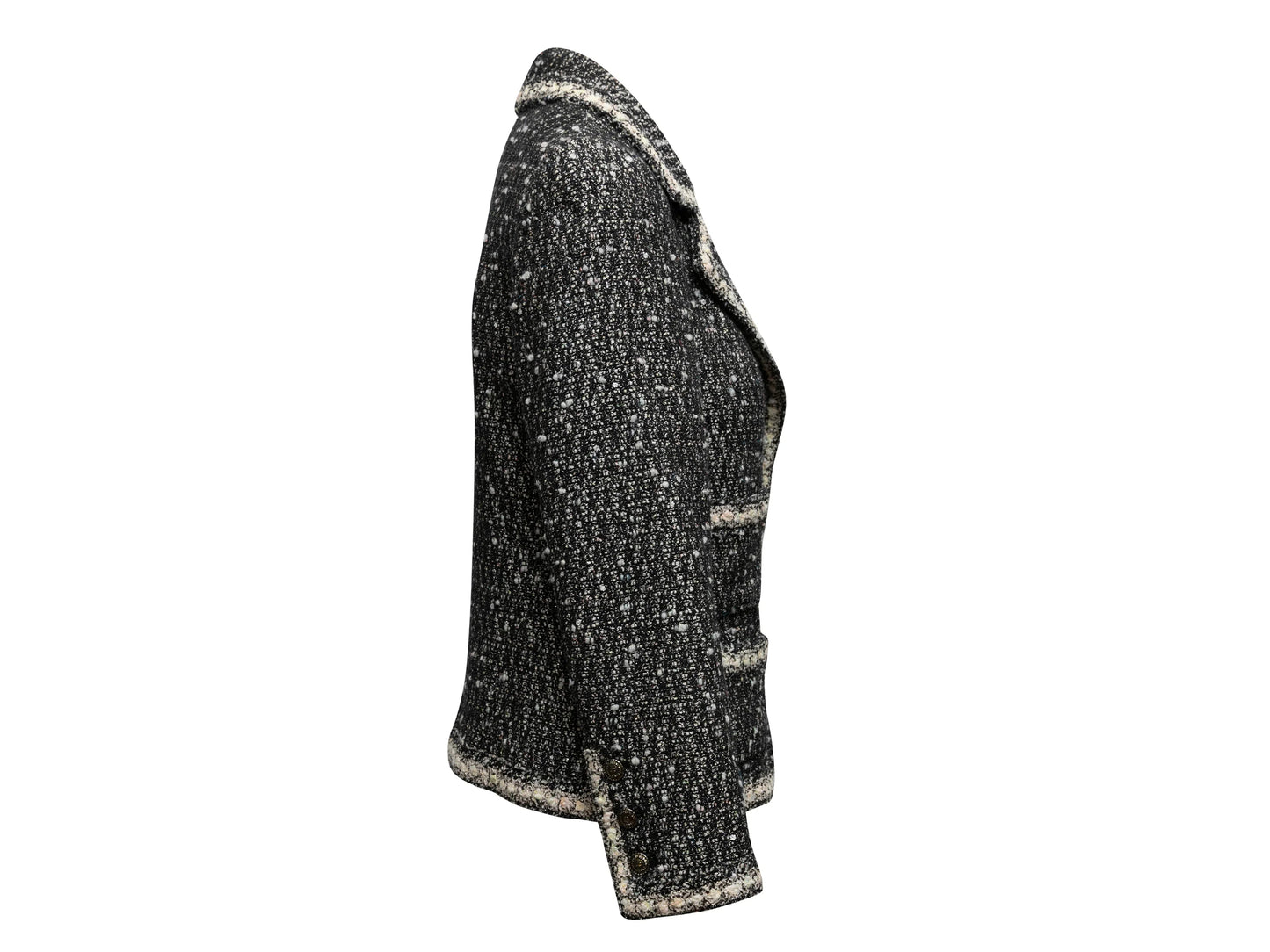Black & White Chanel Fall/Winter 2005 Tweed Blazer Size FR 44