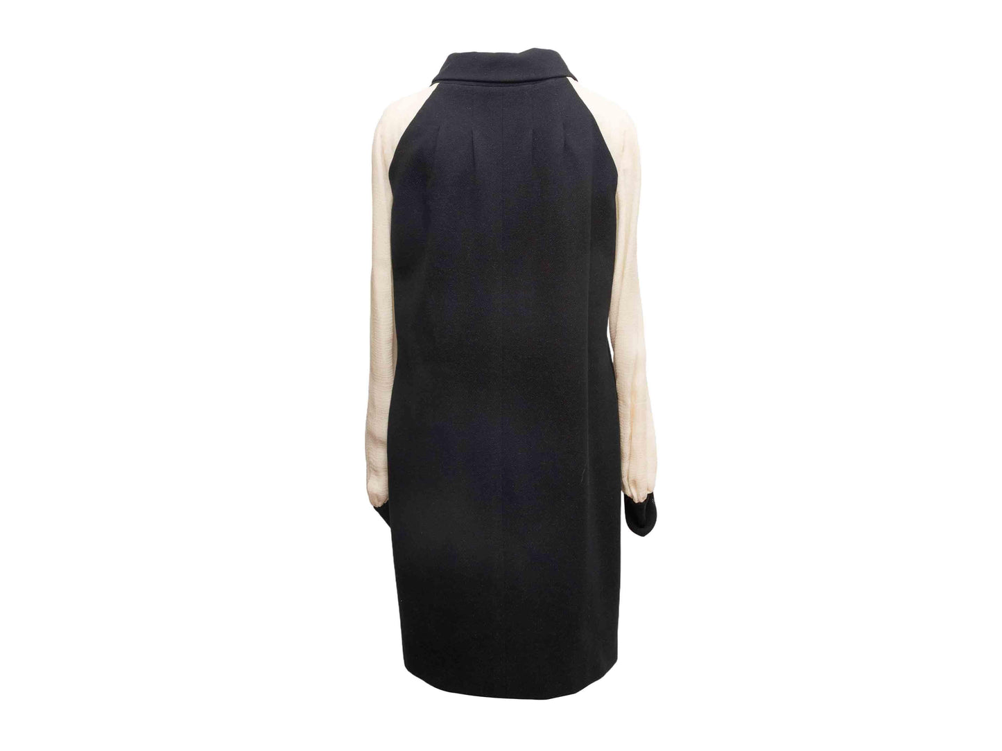 Black & White Chanel Cotton & Silk Long Sleeve Dress Size FR 44