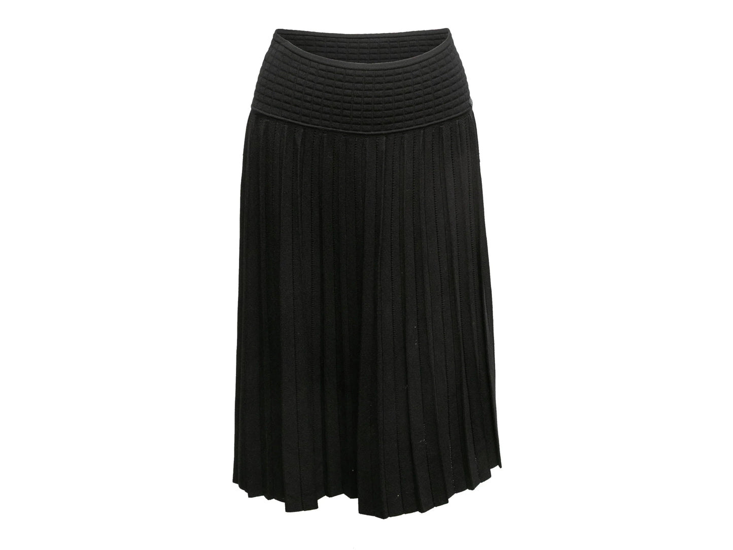 Black Chanel Fall/Winter 2005 Pleated Knit Skirt Size FR 44