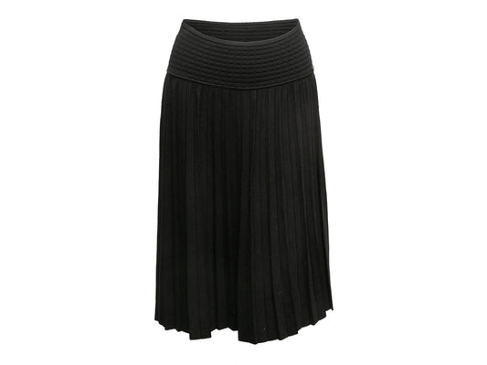 Black Chanel Fall/Winter 2005 Pleated Knit Skirt Size FR 44