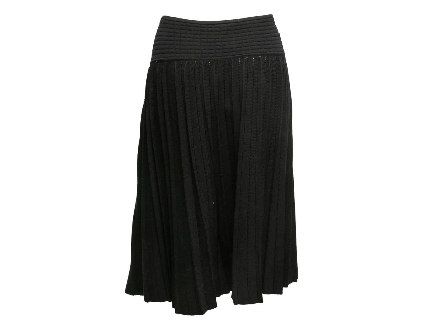 Black Chanel Fall/Winter 2005 Pleated Knit Skirt Size FR 44