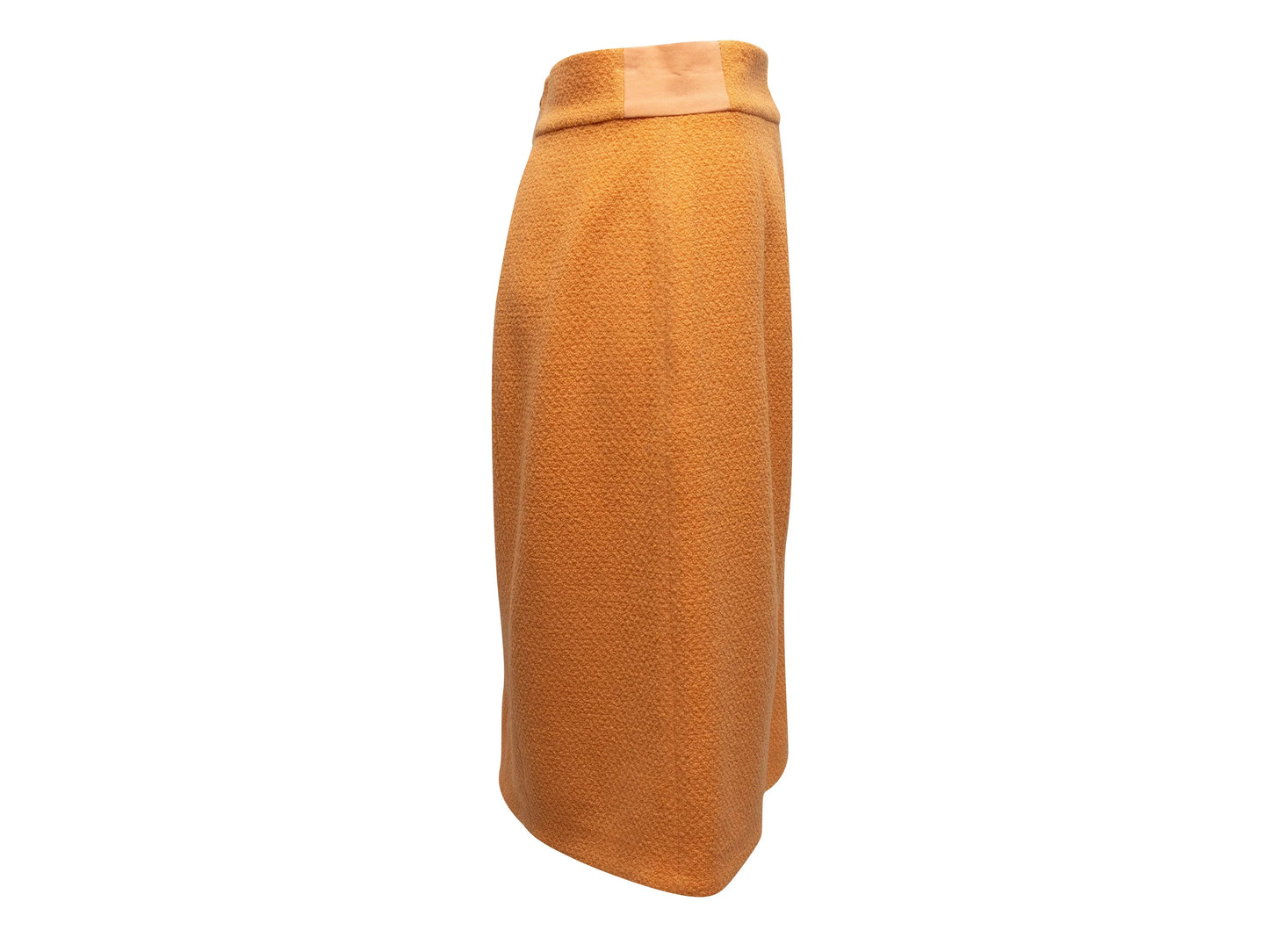 Orange Chanel Boutique Tweed Pencil Skirt Size FR 42