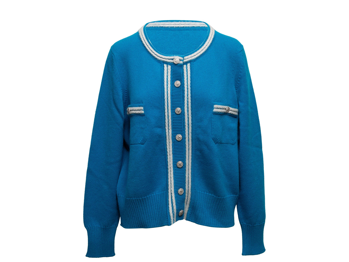 Cerulean & White Chanel Cashmere Cardigan Size FR 50