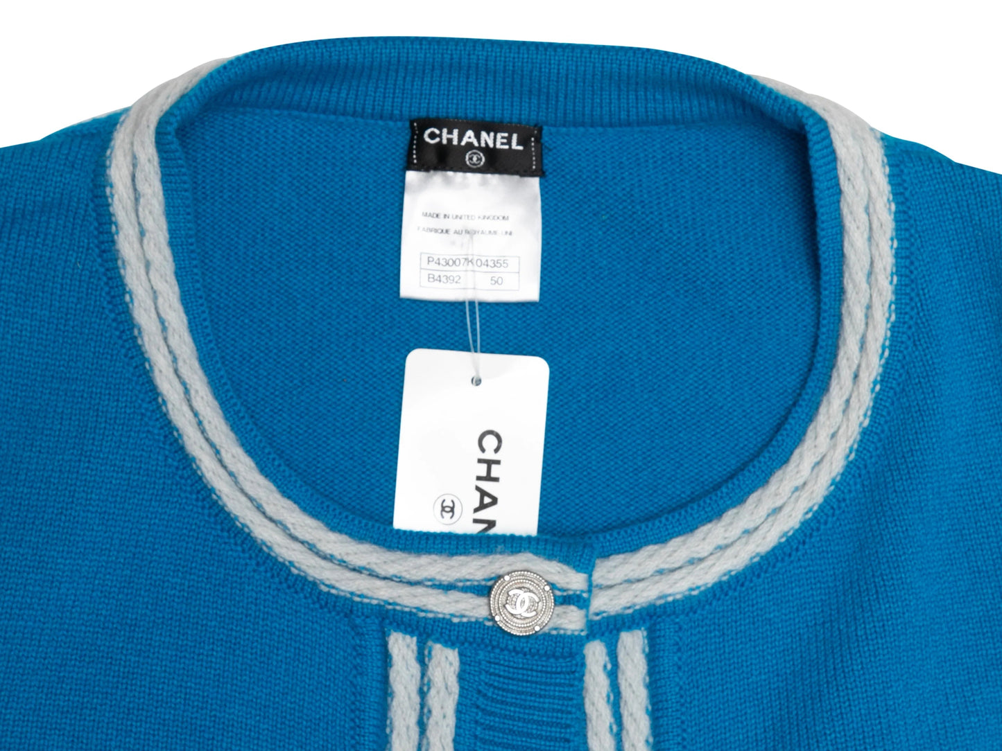 Cerulean & White Chanel Cashmere Cardigan Size FR 50