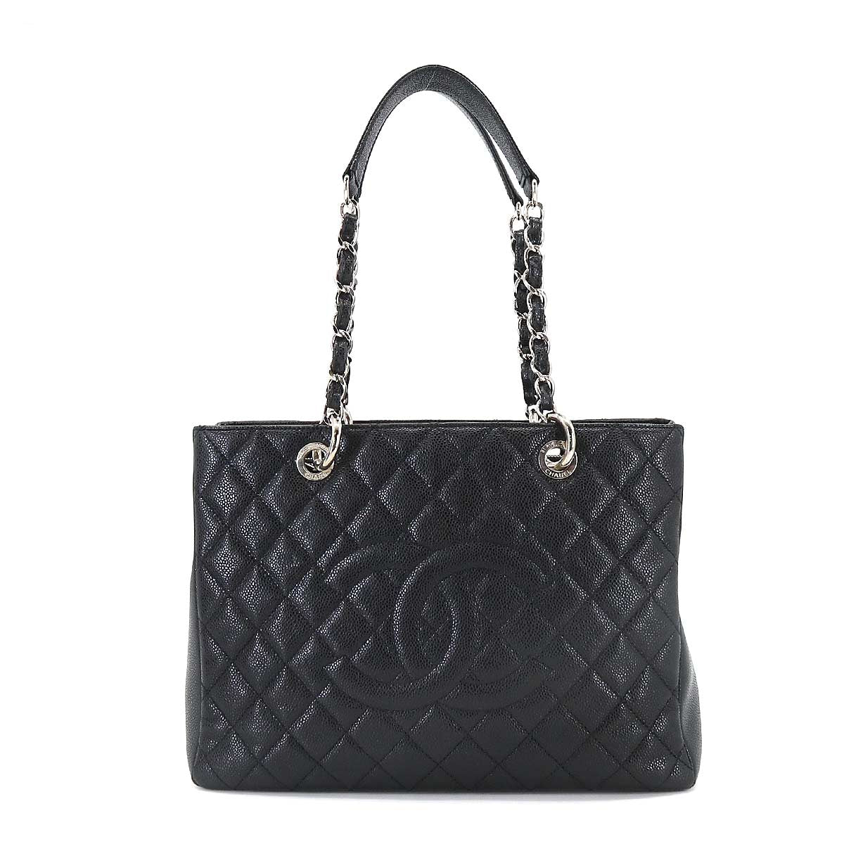 Chanel Matelasse Grand Shopping Chain Tote Bag GST Caviar Skin Black