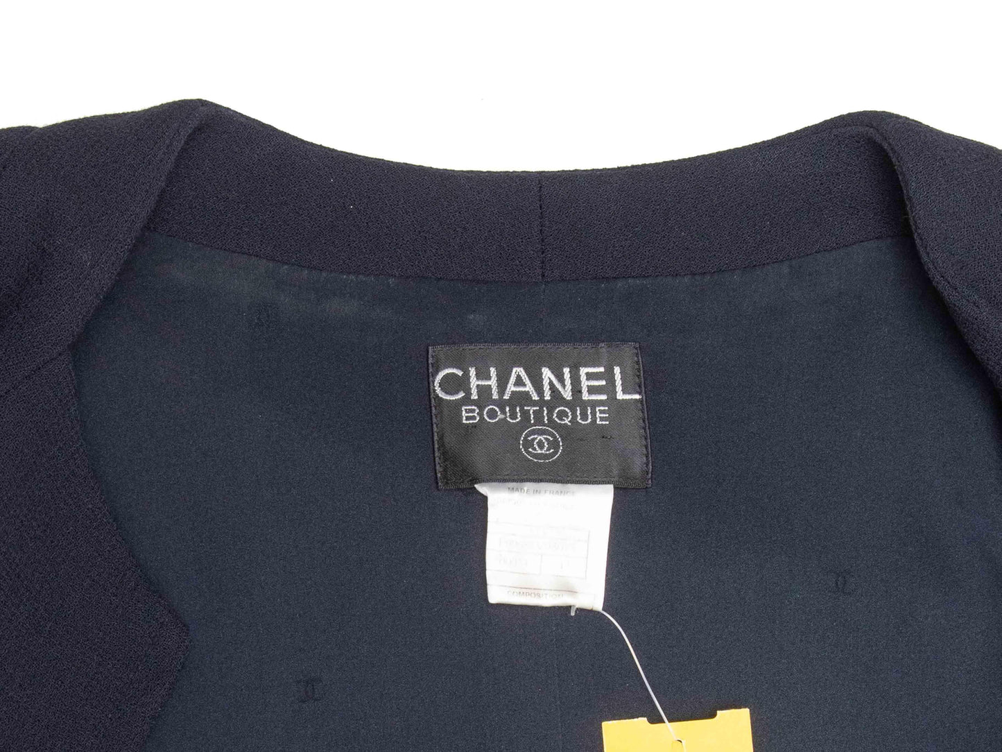 Navy Chanel Boutique Fall/Winter 1997 Wool Jacket Size FR 42