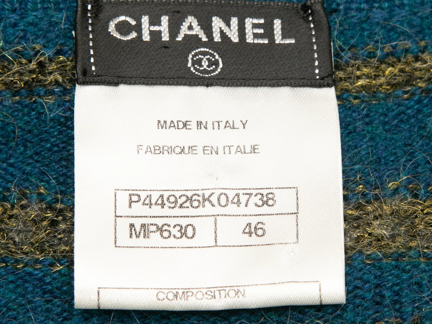 Teal & Gold Chanel Cashmere Knit Sweater Dress Size FR 46