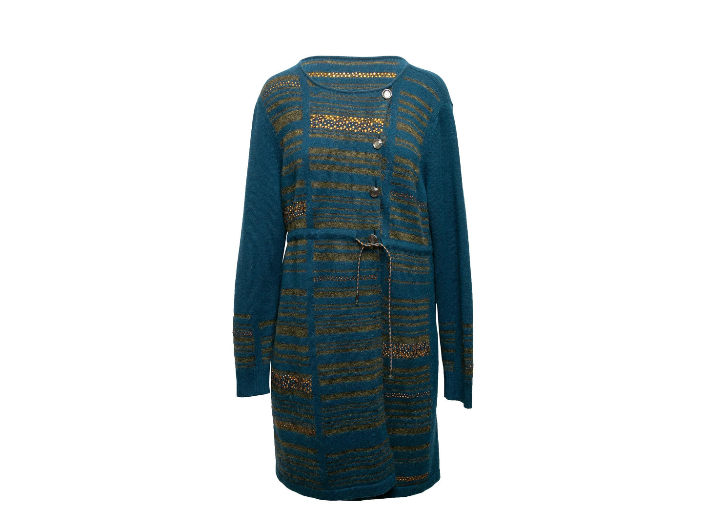 Teal & Gold Chanel Cashmere Knit Sweater Dress Size FR 46
