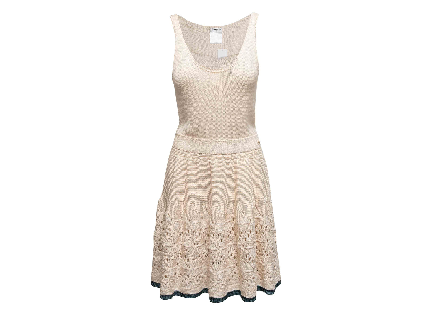 Cream & Navy Chanel Knit Sleeveless Dress Size FR 42