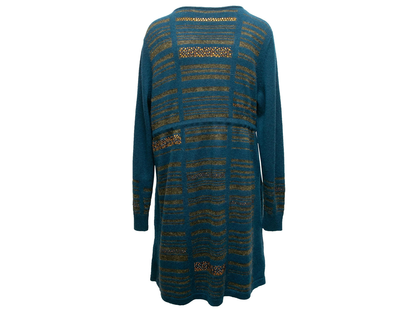 Teal & Gold Chanel Cashmere Knit Sweater Dress Size FR 46