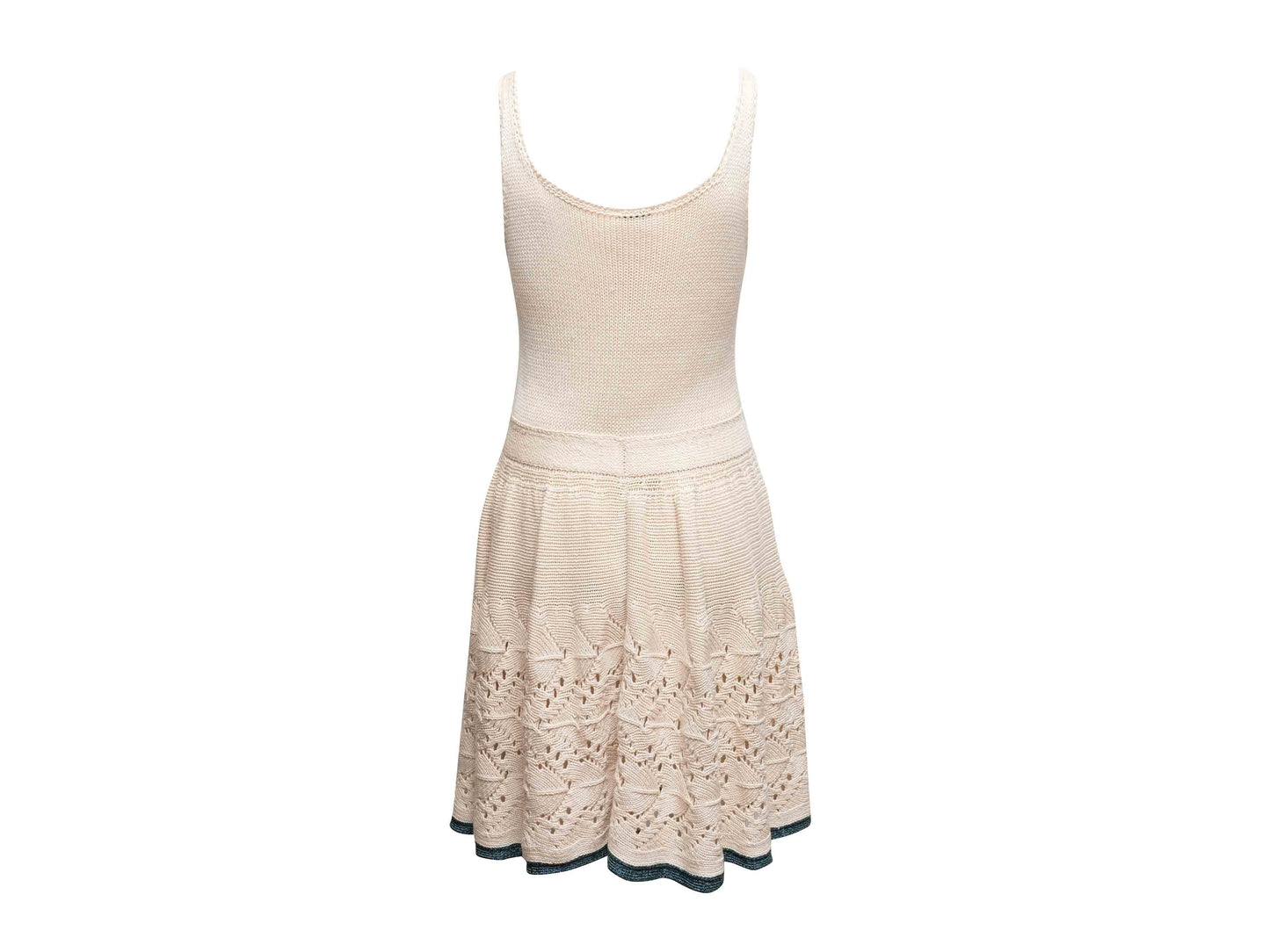 Cream & Navy Chanel Knit Sleeveless Dress Size FR 42